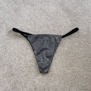 NWOT Victoria’s Secret Black Rhinestone Thong